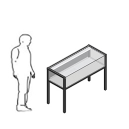 Vetrina espositiva a tavolo linea ARGURION, telaio in alluminio,cm 120x50x100h. 
