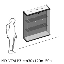 Vetrina espositiva pensile linea ARGURION  "telaio in alluminio".cm120x30x150h.