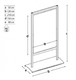 Bacheca autoportante con struttura in metallo