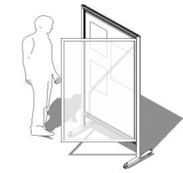 Bacheca  autoportante su ruote  fondo in DIBOND per biadesivo MD-ALBA-D2R