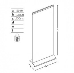 Pareti espositive autoportanti bifacciali su ruote cm 80x200h.